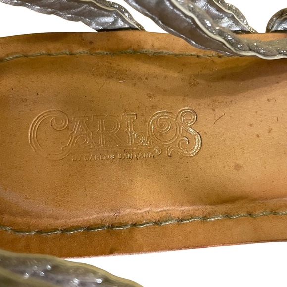 Carlos by Carlos Santana Womens Sandals Size 8‎ Gladiator Strappy Zip Back Shiny - Picture 5 of 6